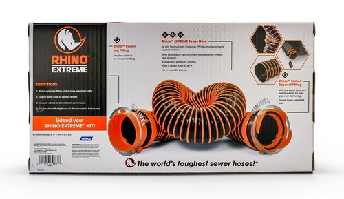 Camco RhinoEXTREME 5-Foot Camper/RV Sewer Hose - Features TPE Technology for Abrasion Resistance and Crush Protection - Includes Pre-Attached Rhino Swivel Fittings (39865)