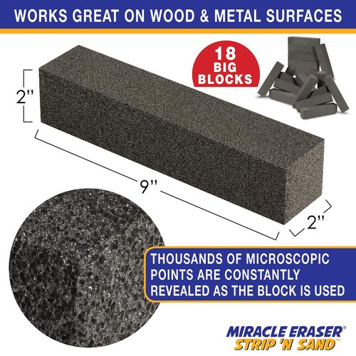 Miracle Eraser Strip 'N Sand Paint Remover | Non-Toxic, Chemical-Free Paint Stripper | Contour Sanding Blocks | Wood & Metal Surfaces | Ideal for Ornate Furniture & Fine Detailed DIY Projects