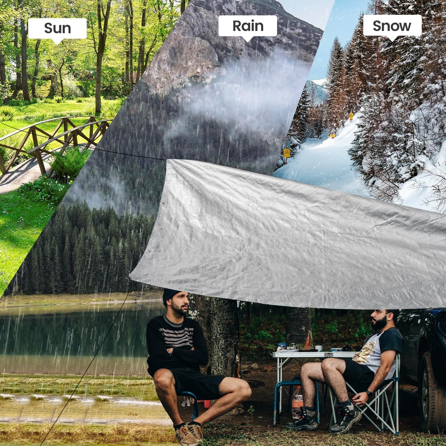 TICONN Heavy Duty Tarp Cover, Extra Thick Tarps Waterproof Tear and Rip Proof UV Resistant Tarpaulin with Reinforced Grommets and Edges (5.5 Mil, 6'x8')