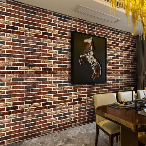20-Pack 104 Sq.Ft 3D Wall Panels Peel and Stick 3D Faux Brick Wallpaper Peel and Stick Red Brown Faux Stone Wall Panel Foam Brick Self-Adhesive 3D Wallpaper