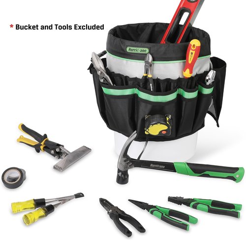 HURRICANE 5 Gallon Bucket Tool Bag Organizer, Garden Tool Caddy with 52 Pockets, Waterproof for Most Buckets