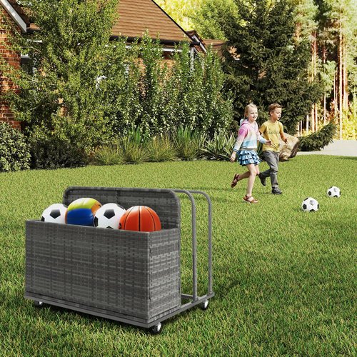 ZealWe Pool Float Storage Box Outdoor Rolling Poolside Storage Basket Organizer for Patio PE Rattan Pool Caddy with Wheels for Cushions, Floaties, Noodles, Life Vests, Beach Balls, Toys