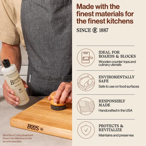 John Boos 3-Piece Care Set, 16 oz Mystery Oil, 5 oz Board Cream & Round Applicator - All-Natural Maintenance Formula for Butcher Blocks, Cutting Boards, Wooden Countertops & Wood Utensils