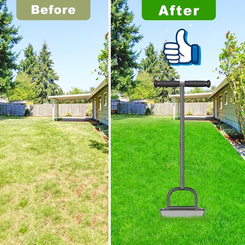Lifeswell Lawn Coring Aerator Tool, Stainless Steel 4-Core Manual Plug Aerator for Yard & Lawn Aeration, Durable Aeration Tool with Soft Rubber Grip for Compacted Soil & Grass Care