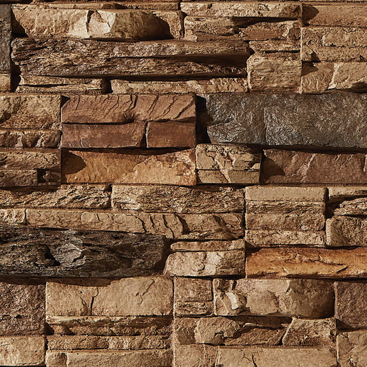 AZ Faux AZ Faux High-Density Polyurethane Faux Stone Wall Covering Panels for Interior and Exterior Decor | Stacked Stone Siding Panel | Sedona | 8" L x 8" H | Sample Size | Cognac Brown