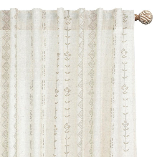 Farmhouse Curtains for Living Room 63 Inch Length,Modern Elegant Subdued Subtle Traditional Pattern Custom Window Livingroom Curtains Drapes 63 Inches Long 2 Panels