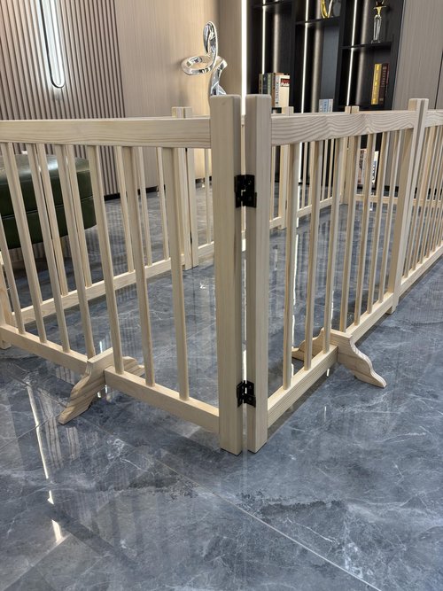 31" Wooden Freestanding Dog Gate - 8-Panel Tall Adjustable Pet Fence, No-Tool Foldable Design for Doorways, Stairs & Hallways - Indoor Safety Barrier for Dogs & Puppies