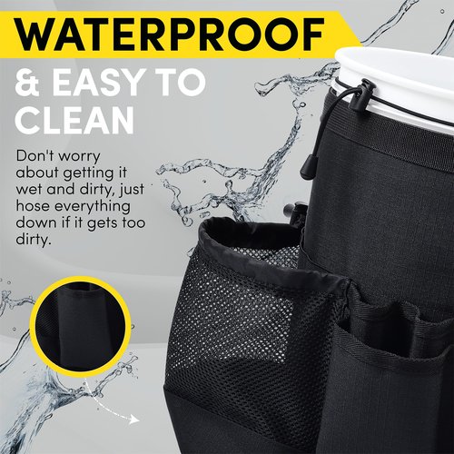 SupplyMaid Bucket Caddy with Trash Band: Bucket Caddy for Detailing, Cars, Trucks, Motorcycles, Bikes, & House Cleaning
