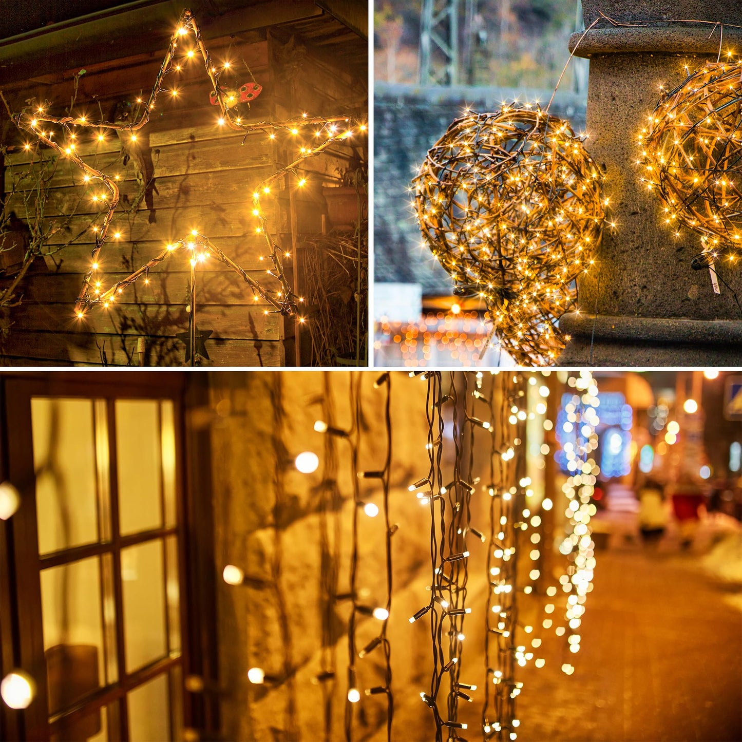 Flechllary Solar String Lights Outdoor Waterproof，39Ft 100 LED Solar String Lights with 8 Modes ，Solar Christmas Lights Outdoor for Yard, Fence, Balcony, Party,Christmas Tree Decorations (Warm White)