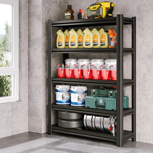 POOUPHV 72 Inch H Garage Shelving 5 Tier Heavy Duty Metal Storage Shelves Loads 2000 LBS,Adjustable Garage Storage Shelves Storage Rack Shelf for Garage, Warehouse, Pantry, Basement 72" Hx40''Wx18''D