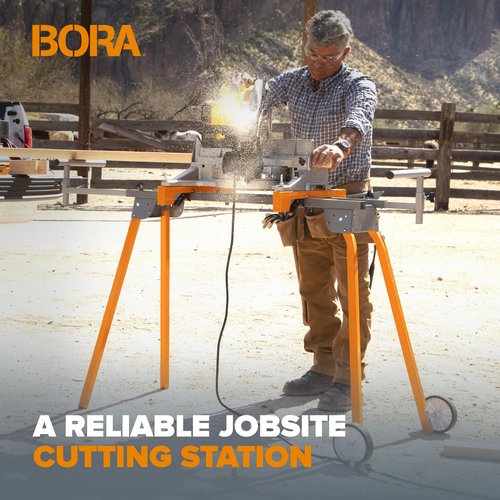 BORA Universal Miter Saw Stand with Quick Release Tool Mounting System- Portable Miter Saw Stand 500 Lbs Max Weight Load - 34-inch Height with Outrigger Arms Up to 114 Inches - PM-4000, Orange
