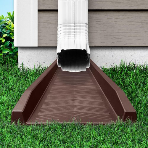 Master Mark Splash Block, Decorative Gutter Downspout Extensions, Splashguard, Foundation Water Diverter, Rain Gutter Guard, Plastic 24” Brown (1 Pack)