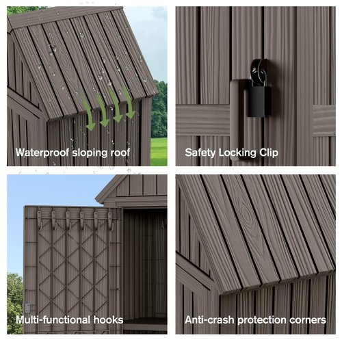 ASKPASS Outdoor Storage Shed,Resin Storage Cabinet with Lockable Door,Removable Shelves,Reinforced Floor,Durable and Weatherproof Shed for Backyard Garden Patio Lawn(Grey)