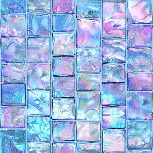 HOMETITUTE 10PCS 12x12 Inch Iridescent Glass Look Peel and Stick Floor Tiles Removable Self Adhesive PVC Vinyl Flooring Stickers Holographic Backsplash Tile for Bathroom Kitchen Decor