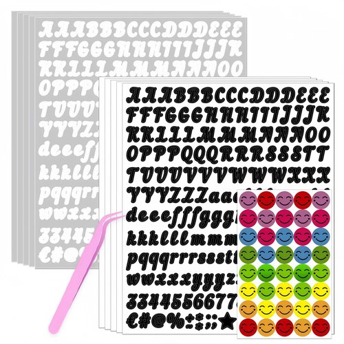 Keeshibao 2500 PCS Letter Stickers Small, Mini Vinyl Alphabet Stickers 1/2 Inch– Tiny Letter Sticker for Scrapbooking, Mailbox, Water Bottles,Magazine,Shoes（Half Inch, Black and White