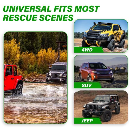 TYT Synthetic Winch Rope Kit - 1/4'' x 50' with 10000 lbs Strength, Protective Sleeve, Heavy Duty Hook, Rubber Stopper, & Safety Pull Strap for Off-Road 4x4 Vehicles (Green) (JPS1450OG)
