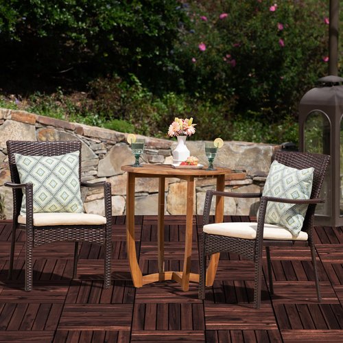 VICTORY RELAX Acacia Wood Patio Deck Tiles - 9 Pcs 6 Slats Interlocking Decking Tiles for Patio Decor, Waterproof Indoor & Outdoor Use, Balcony Garden Decking Tile (11.8 * 11.8 * 0.9 inches) Brown