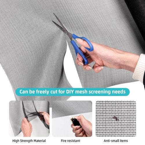 Fiberglass Window Screen Mesh Roll - 36"x100', Easy-to-Cut Screen Door Mesh for Windows, Pool, Porch Durable Mesh Replacement Option