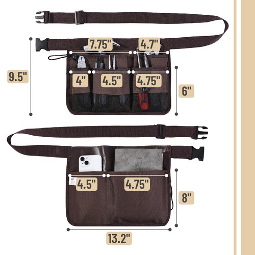 UNCO Gardening Waist Apron with Pockets - Brown Construction Apron for Men, Carpenter Tool Belt with Multiple Pockets