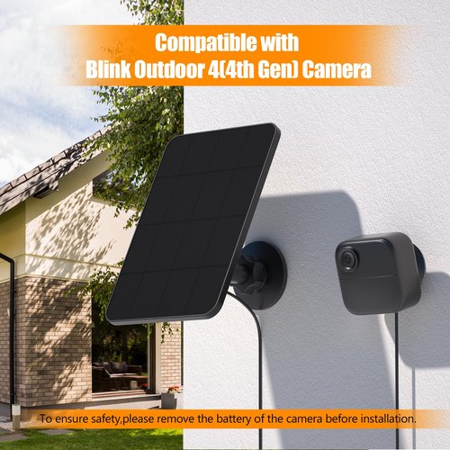 Solar Charger and Mount for Blink Video Doorbell&Blink Outdoor 4(4th)(Not Included),4W Solar Panel Waterproof with 13ft Charging Cable and No-Drill Doorbell Mounting Bracket for Blink Doorbell Camera