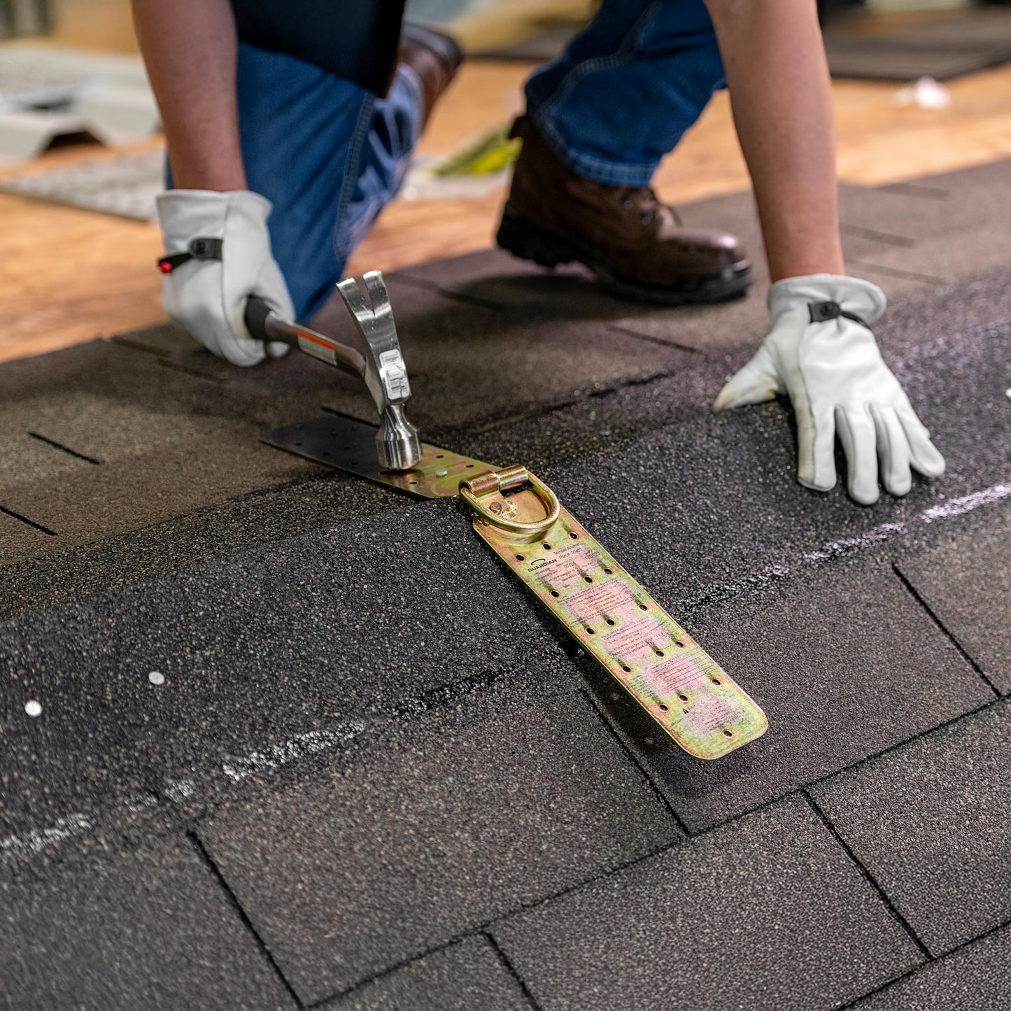 Guardian 00815 Rooftop Safety Kit - 50 ft Vertical Lifeline Assembly | Reusable Temper Anchor | Full Body Harness | Yellow Storage Bucket