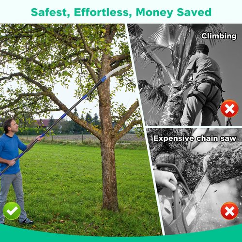Pole Saw, Manual Pole Saw with 6.5FT Extension Rod for High Branches Tree Trimming Cutting, Long Pole Pruning Pole Saw Cutter for Yard Garden, Stainless Steel Tree Pole Pruner