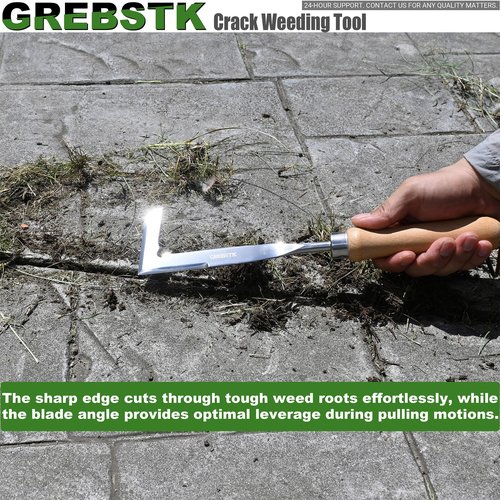 GREBSTK Crack Weeder Crevice Weeding Tool Stainless Steel Manual Weeder Beech Handle Gardening Tool