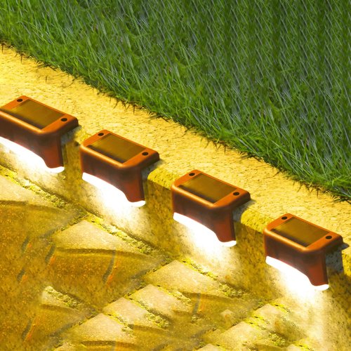 Solar Deck Lights Outdoor 4 Pack - Solar Step Lights, Waterproof Led for Yard, Patio & Stairs (Warm White)