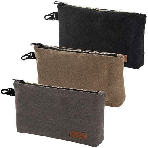 VIDAR TOOLS Premium Tool Pouch Zipper Bag, Small Tool Bag.Heavy Duty Canvas surface layer and Nylon lining.Metal Hook,Three internal compartments.3 pack,12"L x 7"W x 2"H.