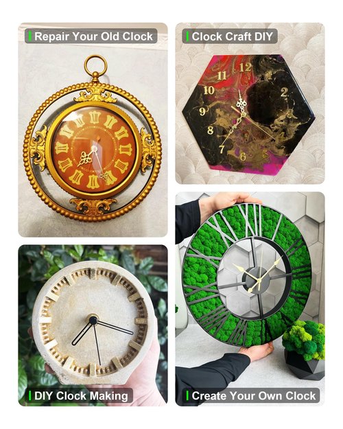 MCDFL Clock Hand Kit (Gold, 8 Set, Rustic) for Clocks Dial Diameter of 300mm/11.81in or More, Thick Mounting Hole, Mid Century Farmhouse Hardware Hands Grandfather Wall Mechanical Push in Mechanism
