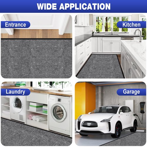 ToLanbbt 3' x 5' Front Door Mat Extra Large Commercial Industrial Rug Heavy Duty Outdoor Indoor Entryway Doormat Low Profile Welcome Entry Door Mat Non Slip Backing for Entrance Home Office, Gray
