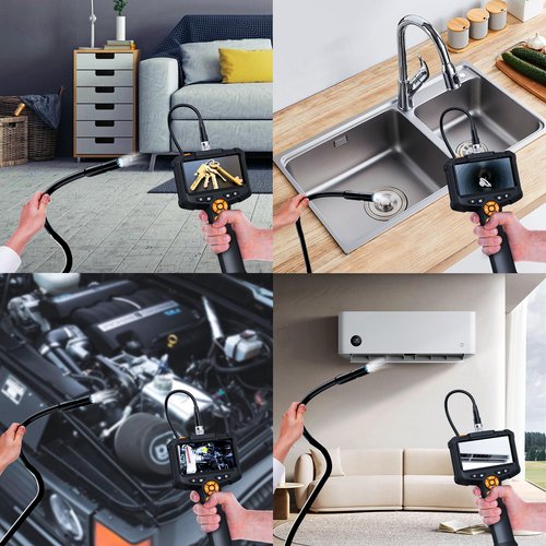 Endoscope Camera with Light, 1080P HD Borescope with 8 Adjustable Lights, 4.3" Endoscope with 16.4ft Semi-Rigid Snake Camera, IP67 Waterproof Borescopese for Sewer, Cool Gadgets & Tools for Men