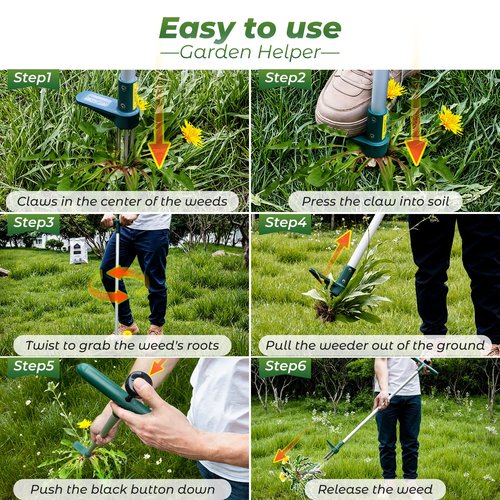 Walensee Weed Puller, Stand Up Weeder Hand Tool, Long Handle Garden Weeding Tool with 3 Claws, Hand Weed Hound Weed Puller for Dandelion, Standup Weed Root Pulling Tool and Picker, Grabber (1 Pack)