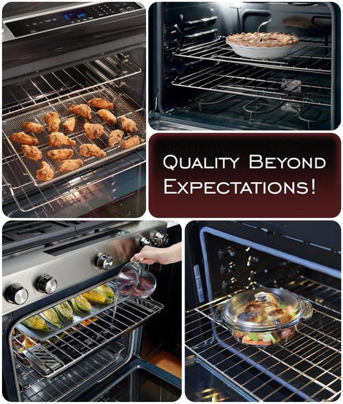 New Upgraded W10256908（24 x 15-3/4 Inches）Oven Rack Replacement for Whirlpool Range Stove Oven Parts, Replaces W10138079, 3195710, W10179196, 304 Stainless Steel, 2Pcs