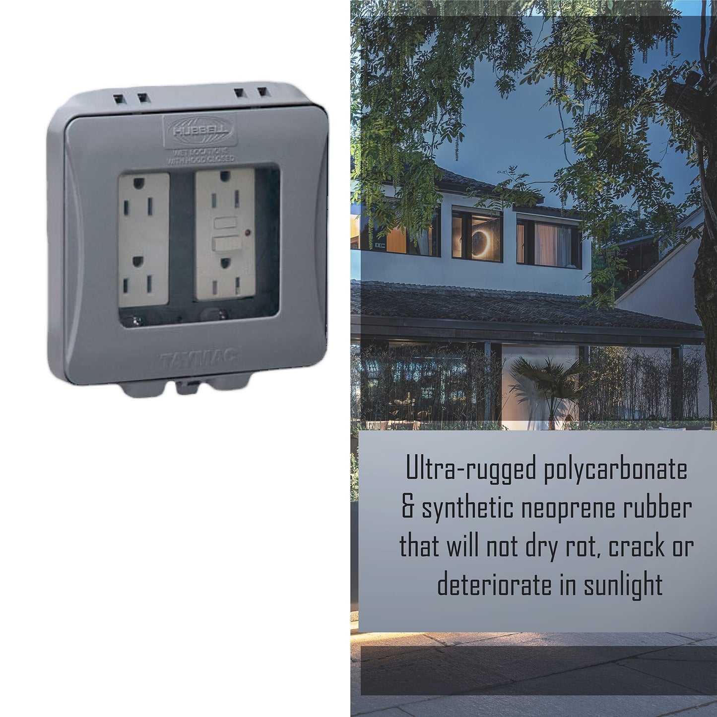 TayMac ML2500G Two-Gang Weatherproof Expandable Extra Duty In-Use Cover Gray Finish