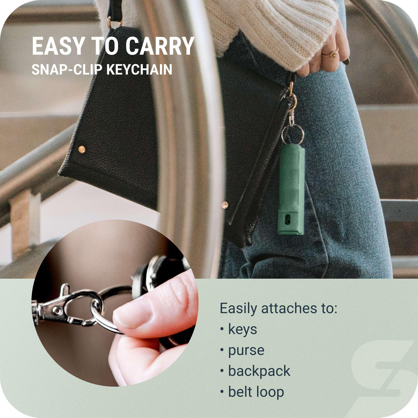 Sabre Pepper Spray with Fast Flip Top Safety & Snap‑Clip Keychain for Self Defense - Maximum Police Strength OC with UV Marking Dye, Finger Grip, 10‑Sec. Spray, 14-ft Range, Made in USA, 0.54 fl oz