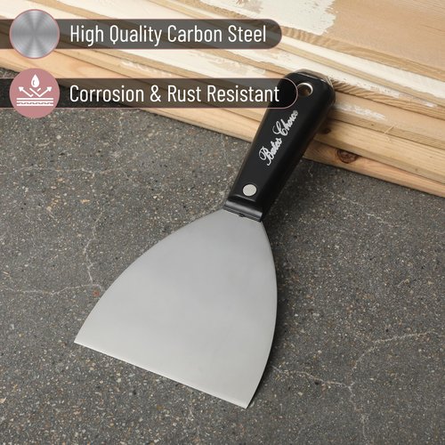 Bates 4-Inch Carbon Steel Putty Knife - Flexible Metal Scraper for Drywall, Spackle, and Paint - Wall Scraper Tool