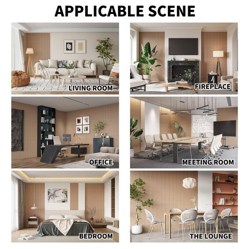WPC Wood Slat Wall Panels, 8 Pack 95” x 6” Accent Slat Wood Slats for Wall and Ceilings, Acoustic Panels for Interior Wall Modern Décor, Oak