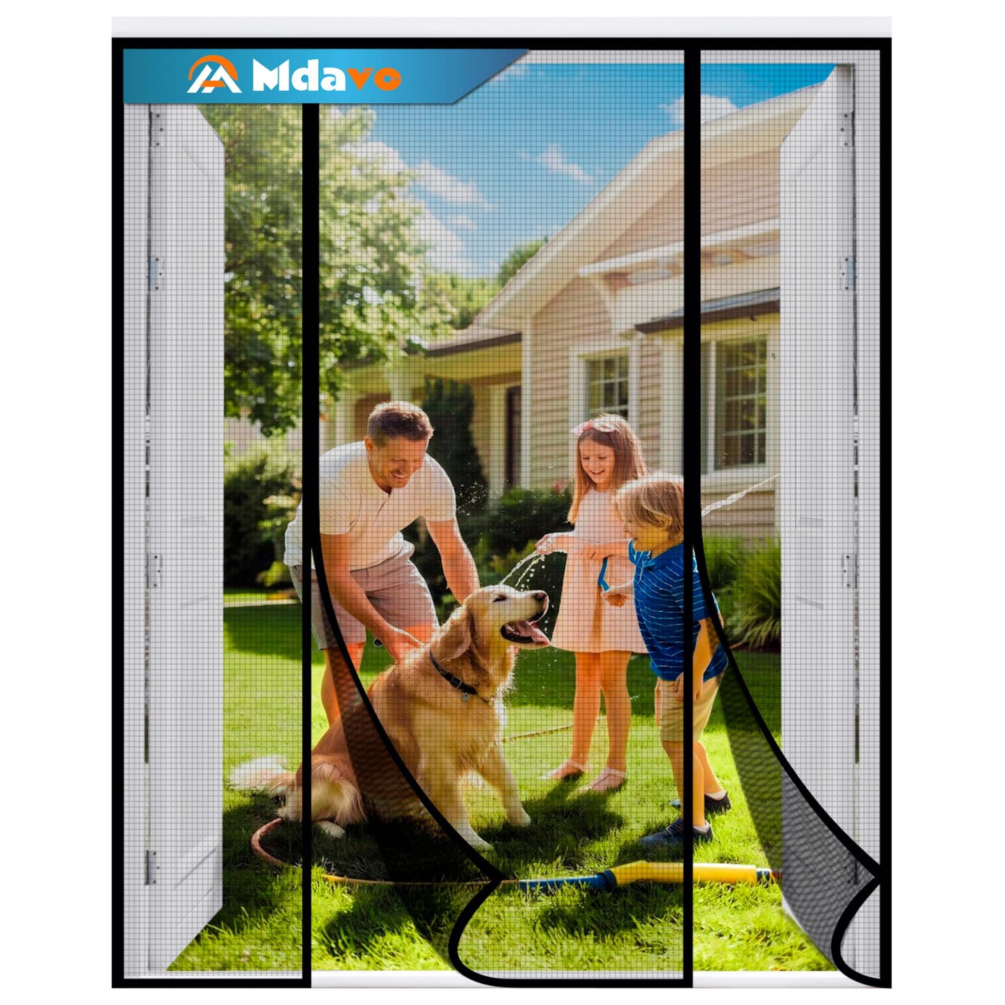 Double Door Fiberglass Magnetic Screen Door，Screen Door Mesh，Keep Bugs Out, Heavy-Duty Mesh Curtain,Pet and Kid Friendly, Works with Front Doors, Sliding Doors（72x96 Inch