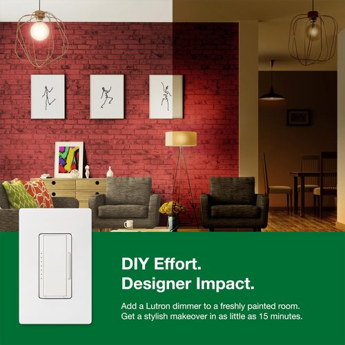 Lutron Maestro LED+ Dimmer Switch for Dimmable LED, Halogen and Incandescent Bulbs, 150W/Single-Pole or Multi-Location, MACL-153M-WH, White