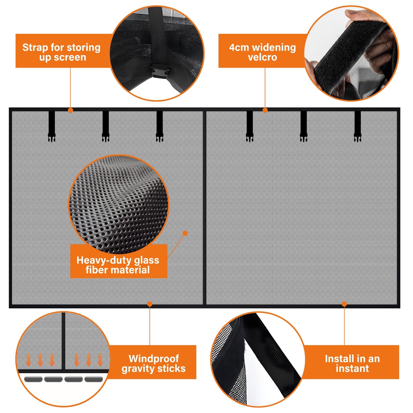 Garage Door Screen for 1 Car 8x7Ft - Magnetic Closure, Reinforced Fiberglass Mesh, Heavy Duty Weighted Bottom, Hands-Free Operation, Easy Assembly & Pass-Through