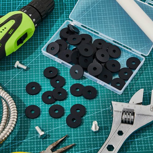 25 Pieces Rubber Washer Heavy Duty Abrasion Resistant Rubber, 1 Od x 1/4 ID x 1/8 Thickness Flat Washer Flat Grommets for Bolts Spacers, Vibration Suppression