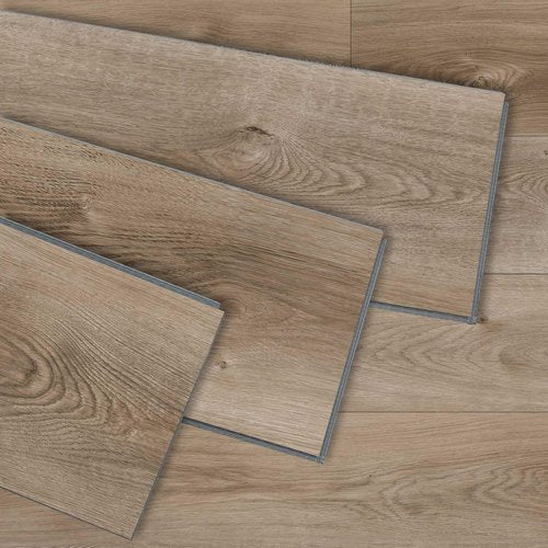 Suntecwood Waterproof Rigid Core Luxury Vinyl Flooring, Click Lock, 7"x43"x0.2", Attached Foam pad, Ideal for Kitchen,Bedrooms, and Living Areas (French Oak, 21.4Sq.Ft(Carton/10 Planks))