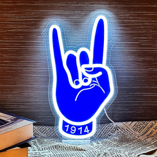Fraternity Sorority Neon Signs for Wall Decor, Dimmable Sign for Bedroom Home Party Decor(Blue 1914)