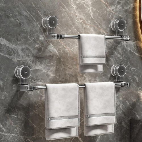 Pack of 2 Pcs Suction Cup Towel Bar 19 inches Retractable Stainless Steel Towel Rod with Suction Cup No Glue No Drilling for Bathroom Shower Door