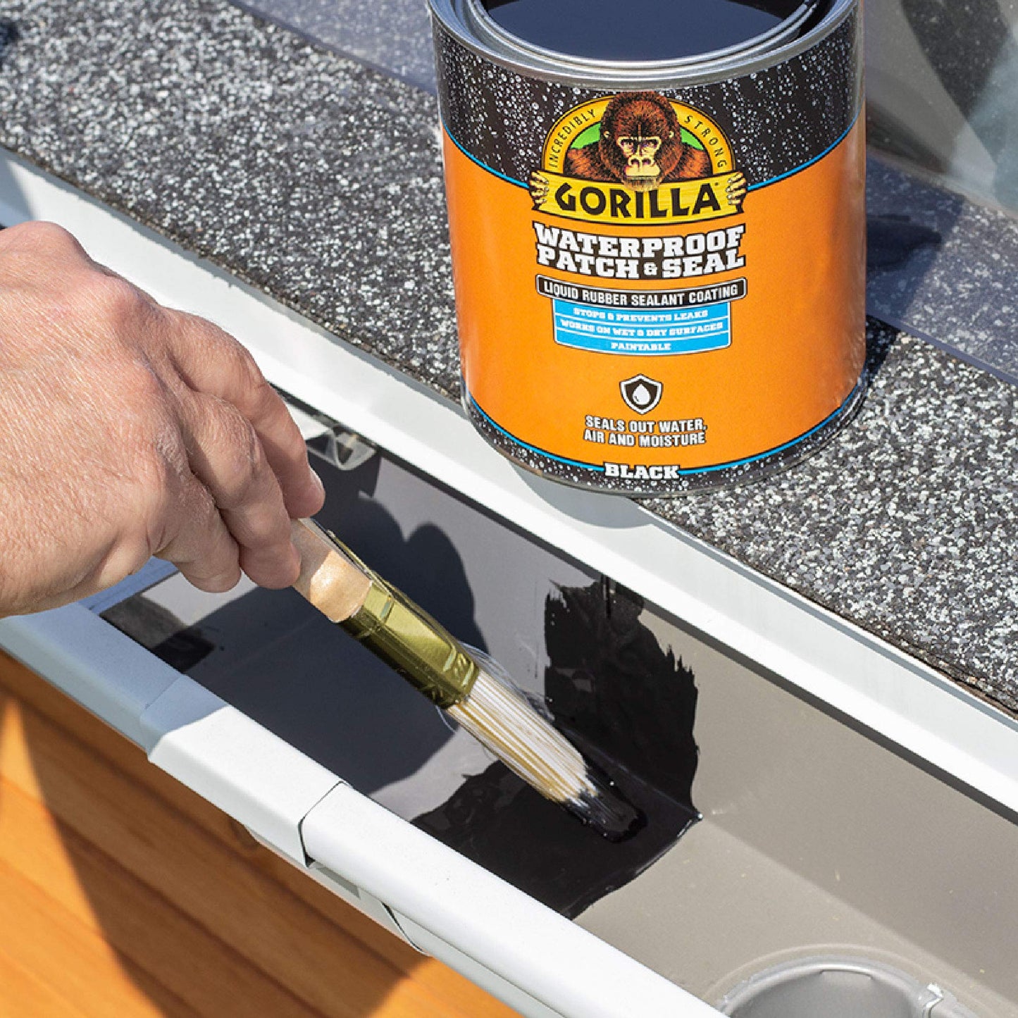 Gorilla Patch & Seal Liquid Rubber Waterproof Sealant, Black, 32 Ounce (Pack of 1) - Seals Out Water, Air, and Moisture