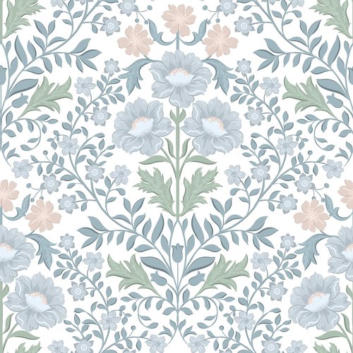 Floral Wallpaper Peel and Stick Wallpaper 17.3"x78.8" Boho Contact Paper Removable Self Adhesive Wall Paper for Bathroom Bedroom Blue and White Wildflower Wallpapers for Walls Home Decorate Vinyl