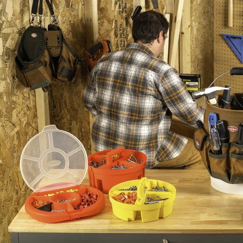 Bucket Boss - Super Stacker Small Parts Organizer, Bucket Organization (15054), Red