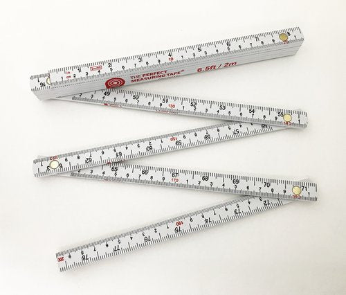 Perfect Measuring Tape Co. FR-72 Carpenter's Folding Rule Lightweight Composite Construction Ruler (Folding Yard Stick) with Easy-Read Inch Fractions - 6.5ft / 2m