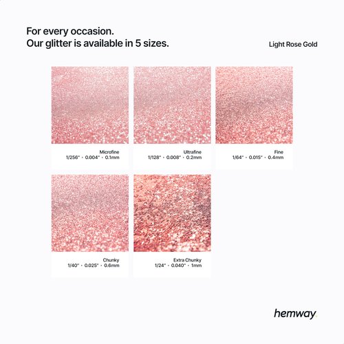 Hemway Glitter Paint Additive Crystals for Acrylic Emulsion Paint, Interior & Exterior Walls, Wood, Varnish, Matt, Gloss, Furniture 100g / 3.5oz - Microfine (1/256" 0.004" 0.1mm) - Light Rose Gold